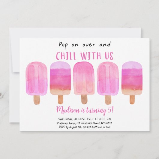 Roze Popsicle Pop Op Over Verjaardag Kaart (Voorkant)