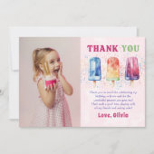 Roze Popsicle Verjaardagsfoto Dank u kaart (Voorkant)