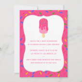 Roze Popsicle Zomer Verjaardagsfeest Uitnodiging (Voorkant)