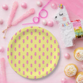Roze Popsicles Patroon Papieren Bordje (Feest)