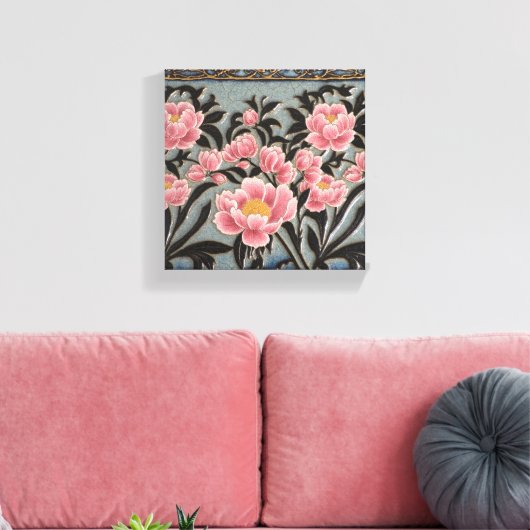 Roze Porseleinen Pioenrozen Canvas Afdruk (Insitu (Woonkamer))