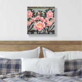Roze Porseleinen Pioenrozen Canvas Afdruk (Insitu (Slaapkamer))