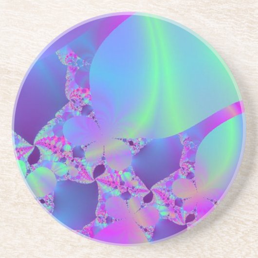Roze portaal voor groen universum zandsteen onderzetter (Voorkant)