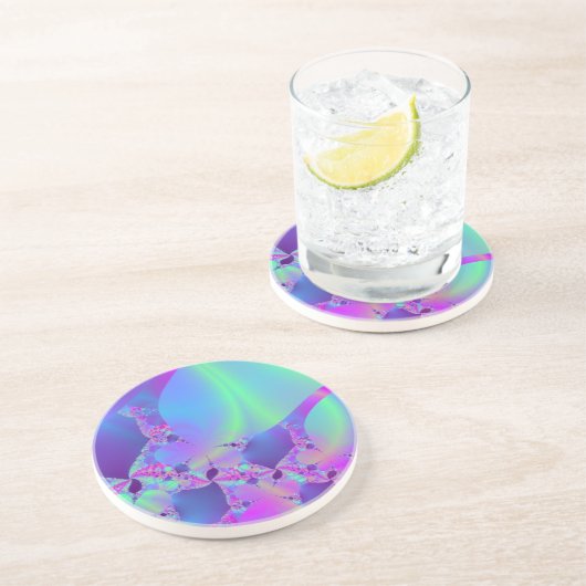 Roze portaal voor groen universum zandsteen onderzetter (Zijkant)