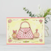 Roze portemonnee Verjaardag Douche Party Uitnodigi Kaart (Staand voorkant)