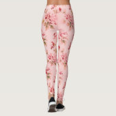 Roze Posies Bloemen Bloemen Waterverf Art Leggings (Achterkant)