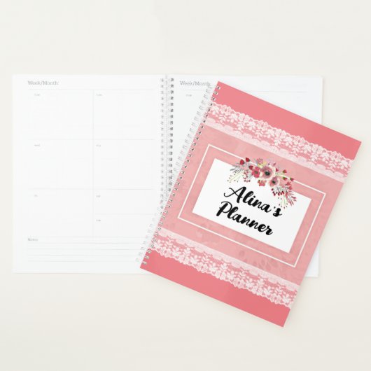 Roze Posies en Kant Naam Planner (Display)