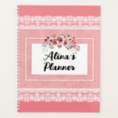 Roze Posies en Kant Naam Planner (Voorkant)