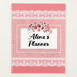  Roze Posies en Kant  Naam Planner