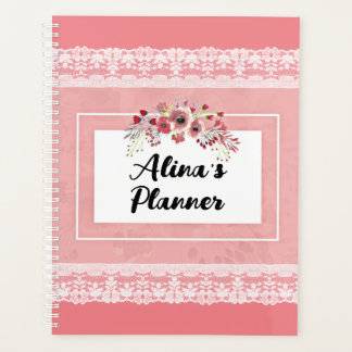  Roze Posies en Kant  Naam Planner