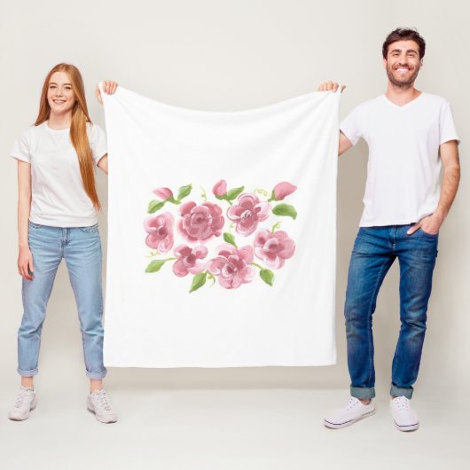 Roze posies Fleece Blanket (In situ)