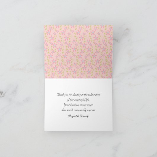 Roze Posies Sympathie Dank u Kaart (Binnen)