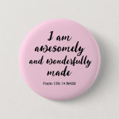 Roze positieve bijbelse bevestiging ronde button 5,7 cm (Voorkant)