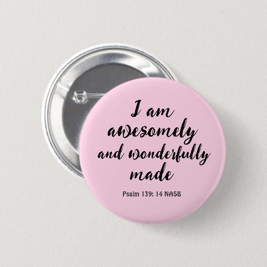 Roze positieve bijbelse bevestiging ronde button 5,7 cm (Voorkant /achterkant)