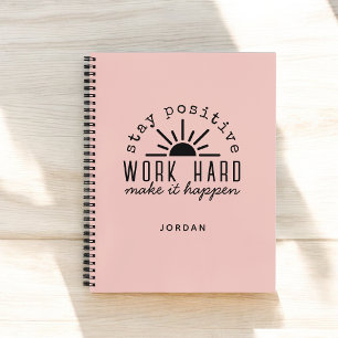 Roze positieve motivatie mantra met willekeurige n notitieboek