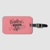 Roze positieve quote bagagerek bagagelabel (Voorkant (horizontaal))