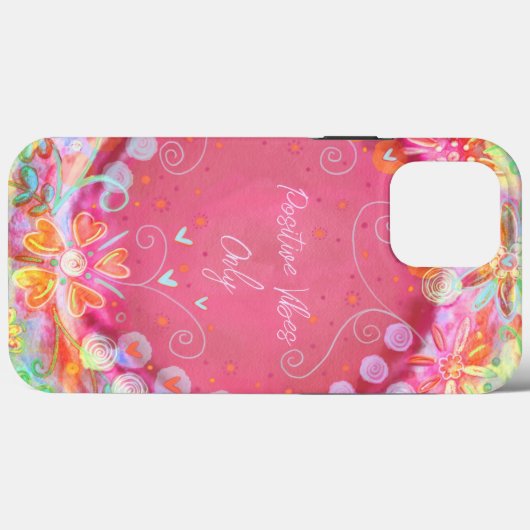  roze "Positive Vibes" Quote Inspirivity Case-Mate iPhone Case (Achterkant (horizontaal))