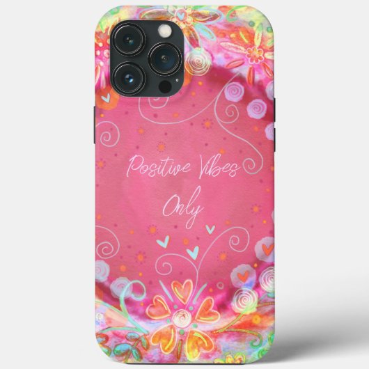 roze "Positive Vibes" Quote Inspirivity Case-Mate iPhone Case (Achterkant)