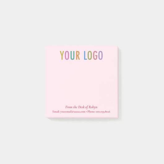 Roze Post-it® Notities Zakelijk Logo Van mijn bure Notes (Voorkant)