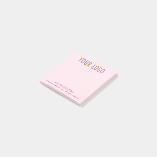 Roze Post-it® Notities Zakelijk Logo Van mijn bure Notes (Schuin)