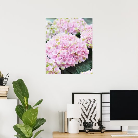 Roze Poster Hydrangeas (Thuiskantoor)