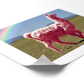 Roze Poster Lama-Unicorn (Hoek)
