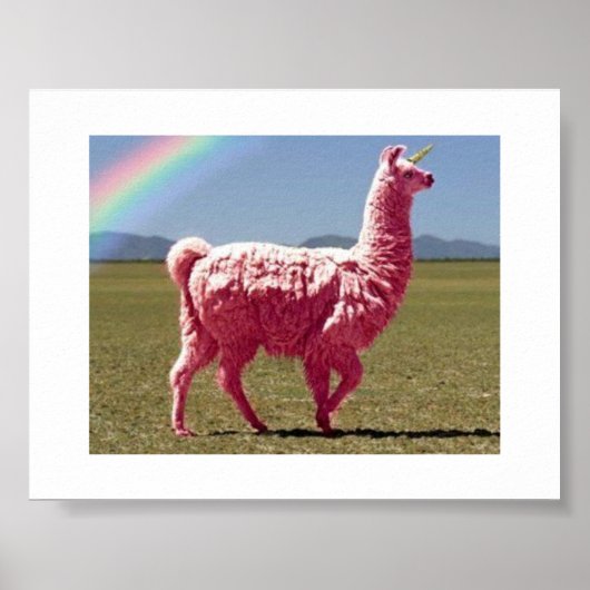 Roze Poster Lama-Unicorn (Voorkant)