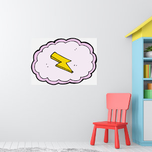 Roze Poster met wolkgele blikstrit