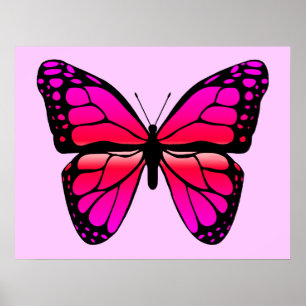 Roze Poster van Butterfly