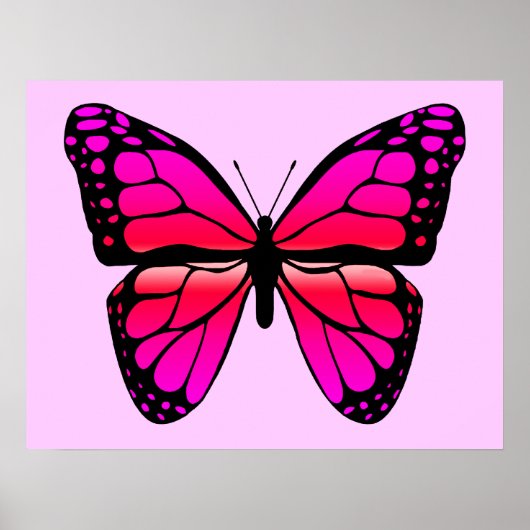Roze Poster van Butterfly (Voorkant)
