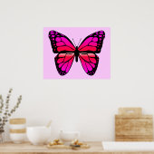 Roze Poster van Butterfly (Keuken)