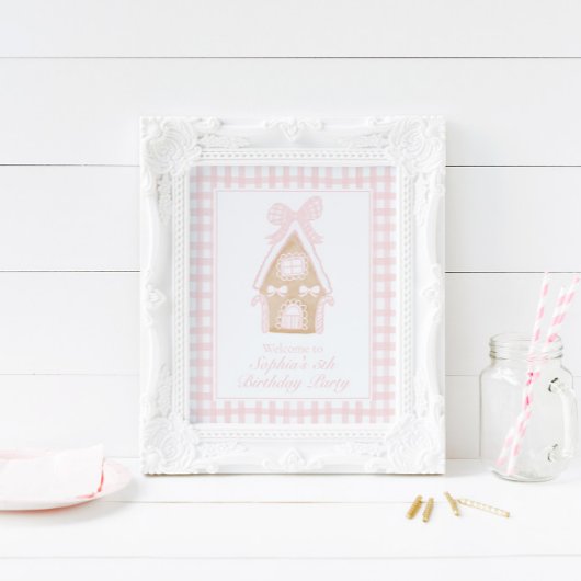 Roze Poster van Gingerbrood House Aanpassen