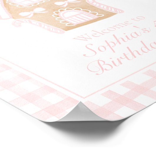 Roze Poster van Gingerbrood House Aanpassen (Hoek)