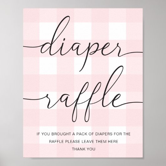 Roze Poster van Gingham Diaper Raffle (Voorkant)