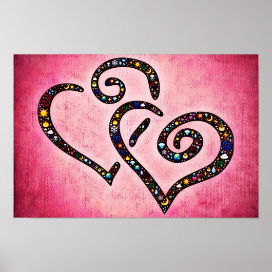 Roze Poster van het hart (Voorkant)