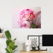 roze poster van ranunculus bouquet (Thuiskantoor)