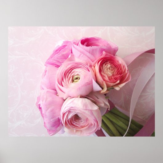 roze poster van ranunculus bouquet (Voorkant)