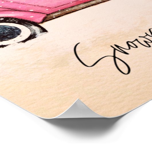 Roze Poster voor Kerstmis (Hoek)