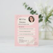 Roze Postpartum Doula Professioneel Design Briefkaart (Staand voorkant)