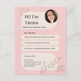 Roze Postpartum Doula Professioneel Design Briefkaart