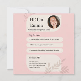 Roze Postpartum Doula Professioneel Design Feestdagenkaart