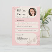 Roze Postpartum Doula Professioneel Design Feestdagenkaart (Staand voorkant)