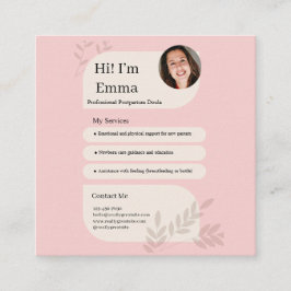 Roze Postpartum Doula Professioneel Design Informatiekaartje