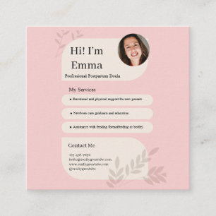 Roze Postpartum Doula Professioneel Design Informatiekaartje