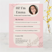 Roze Postpartum Doula Professioneel Design Kaart (Gele Bloem)