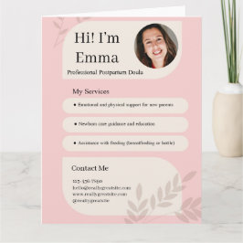 Roze Postpartum Doula Professioneel Design Kaart