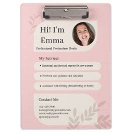 Roze Postpartum Doula Professioneel Design Klembord