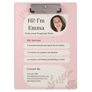 Roze Postpartum Doula Professioneel Design Klembord
