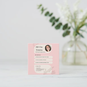 Roze Postpartum Doula Professioneel Design Vierkante Visitekaartje