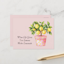 Roze Pot Geel Maak Limonade Briefkaart